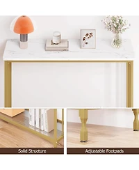 gaomon Console Table - 11.8" D x 33.5" W x 31.9" H, 2 Gold Shelves