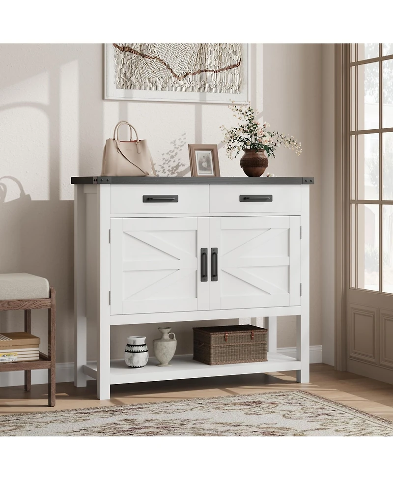 gaomon Farmhouse Entryway Table with 2-Door Cabinet & 2 Drawers