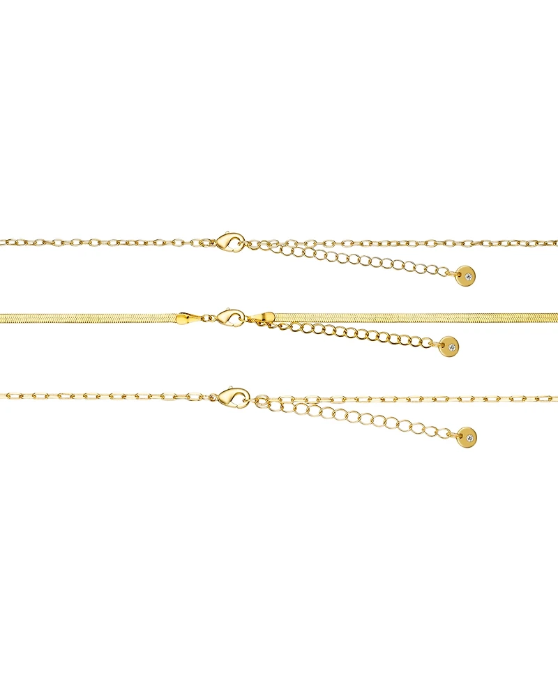 Unwritten Cubic Zirconia Evil Eye Paperclip Layered Pendant Necklace Set