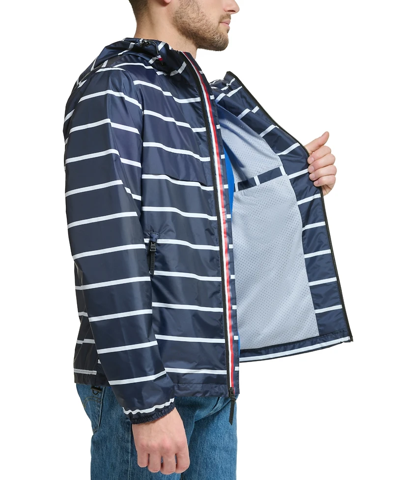 Tommy Hilfiger Men's Stretch Hooded Zip-Front Rain Jacket