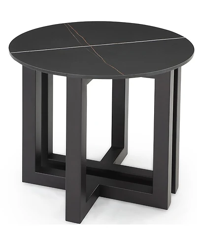 Emila 24" Round Sintered Stone Mix and Match End Table