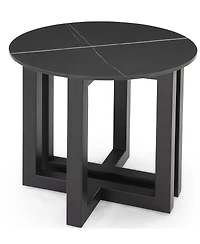 Emila 24" Round Sintered Stone Mix and Match End Table