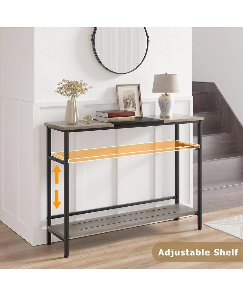 gaomon Console Table, Color Block Entryway Table with Storage, 39.3”Narrow Sofa Table with Adjustable Shelf