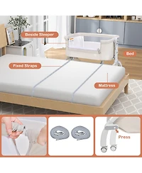 Costway 3-in-1 Portable Baby Bassinet Bedside Sleeper Cradle with Mattress& Storage Basket