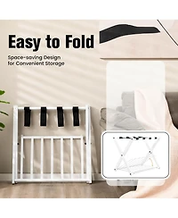 Set of Folding Metal Luggage Rack Suitcase Shoe Holder Hotel Guestroom withShelf