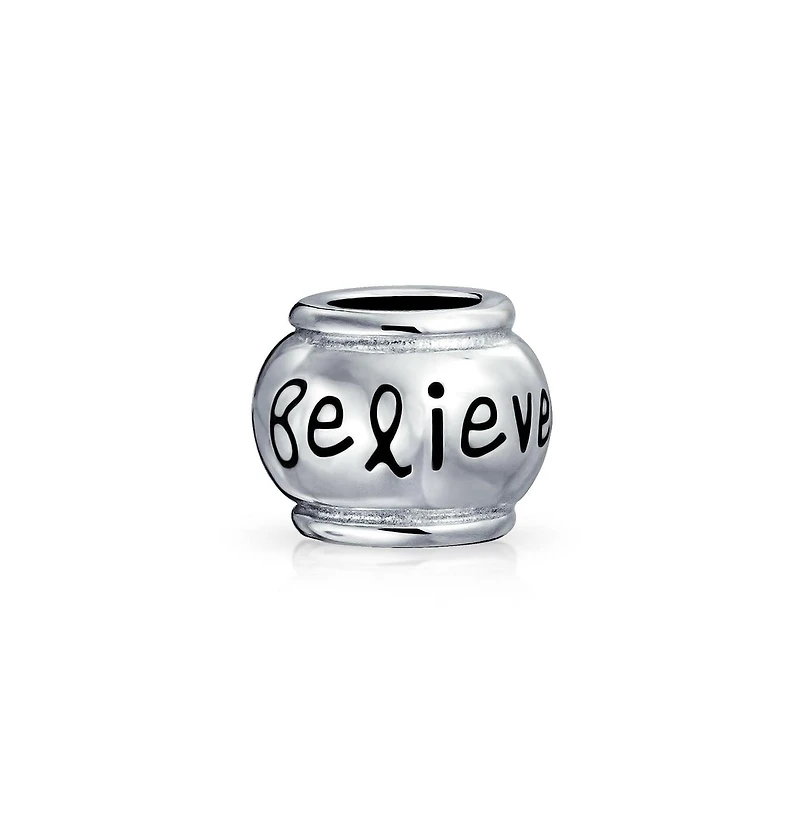 Bling Jewelry Hope Believe Survivor Message Charm Bead Sterling Silver Bracelet