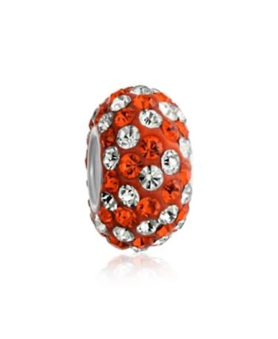 Bling Jewelry Solid Stripe Pave Crystal Bead Charm Bracelet Sterling Silver Core