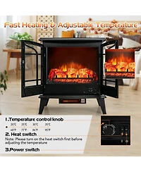 Sugift 25 Inch Freestanding Electric Fireplace Heater with Realistic Flame effect