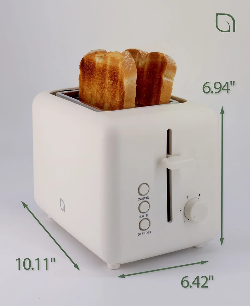 Willow Kitchen 2-Slice Toaster with Wide Slots - Perfect for Toast Bagels, Compact Design, Crumb Tray