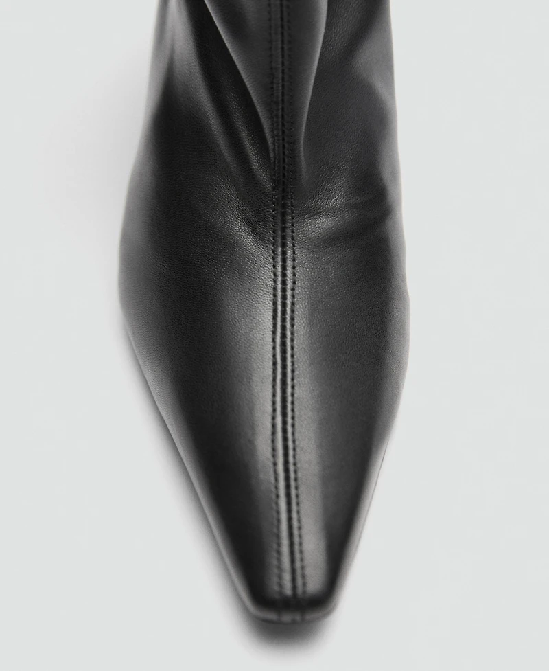 Mango Women's Leather Kitten-Heel Ankle Boots