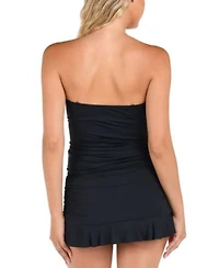 La Blanca Womens Island Goddess Ruffled Bandeau Tankini Top Skirt