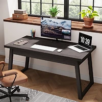 Tribesigns Home Office Executive Desk: 55 Inches Wooden Computer Desk with Drawer, Mid-Century Modern Study Writing Table, Rustic Pc Laptop Desk Works