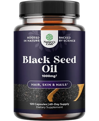 Nature's Craft Cold Pressed Black Seed Oil Capsules, Nigella Sativa Black Cumin Seed Oil Capsule for Immune Support Joint Health and Digestion, Nature