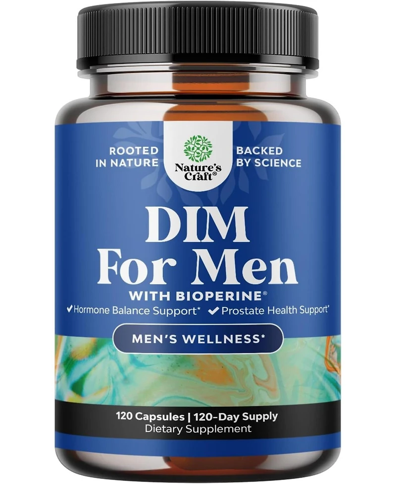 Nature's Craft Advanced Diindolylmethane Dim Supplement for Men, Estrogen Blocker, Dim 200mg Panax Ginseng BioPerine, Hormone Balance for Men, Nature'