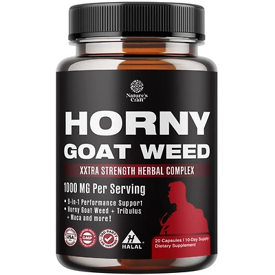 Horny Goat Weed Capsules | Tongkat Ali Saw Palmetto Extract | Panax Ginseng and Black Maca Root for Stamina & Energy | 20ct