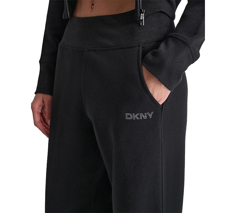 Dkny Sport Women's Studded-Logo Wide-Leg Pants