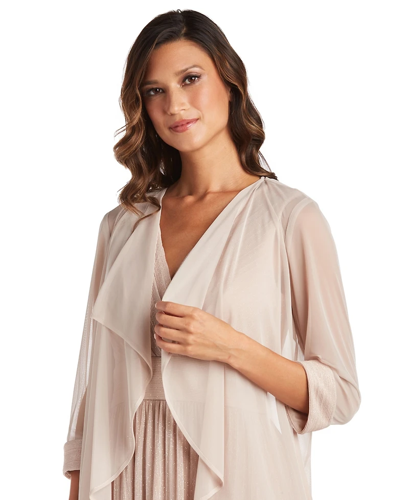 R & M Richards Open-Front Jacket Metallic Gown