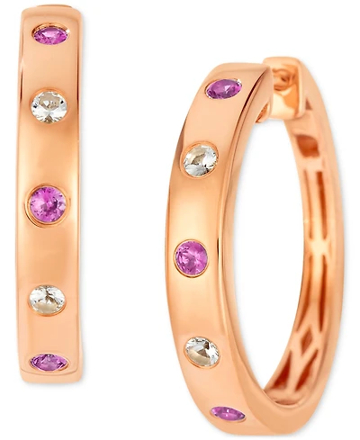 Le Vian Anywear Everywear Blueberry Sapphire (1/6 ct. t.w.) & White (1/10 Hoop Earrings 14k Honey Gold