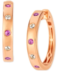 Le Vian Anywear Everywear Blueberry Sapphire (1/6 ct. t.w.) & White (1/10 Hoop Earrings 14k Honey Gold