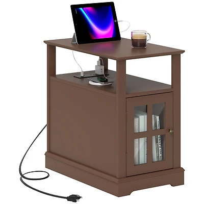 Homcom Side Table with Charging Station and Usb Ports