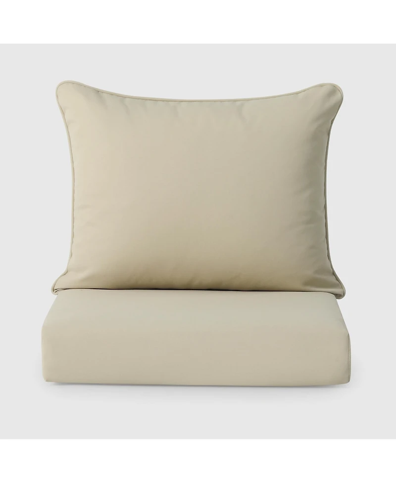 WestinTrends Outdoor Modern Hdpe Patio Teak Club Chairs with Deep Seat Cushions (Set of 2)