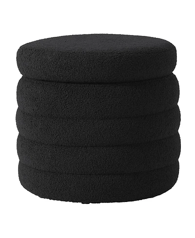 WestinTrends Mid-Century Modern Faux Sherpa Round Storage Ottoman