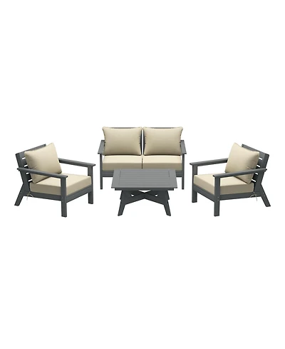 WestinTrends Outdoor 5-Piece Gray Modular Sectional Patio Furniture Sofa Set