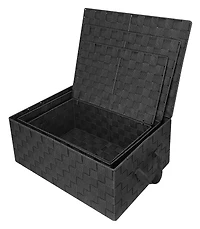 Sorbus 3 Pack Decorative Stackable Woven Basket with Lid and Built-in Rope Carry Handles - Great for Storage and Organization