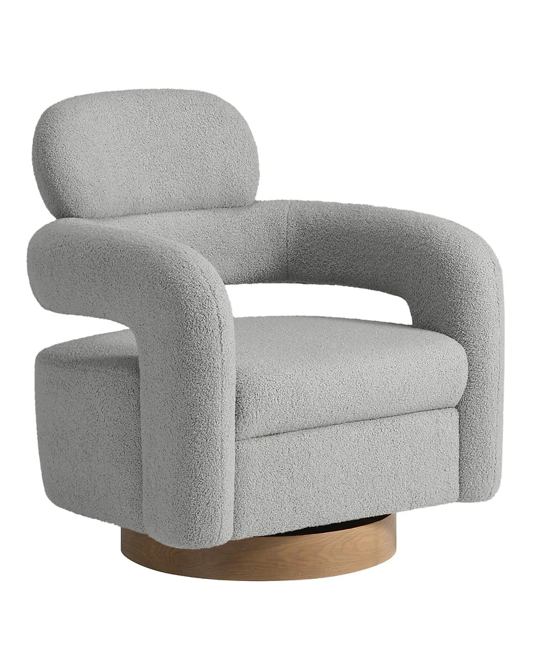 WestinTrends Mid-Century Modern Faux Sherpa Swivel Barrel Accent Chair (Set of 2)