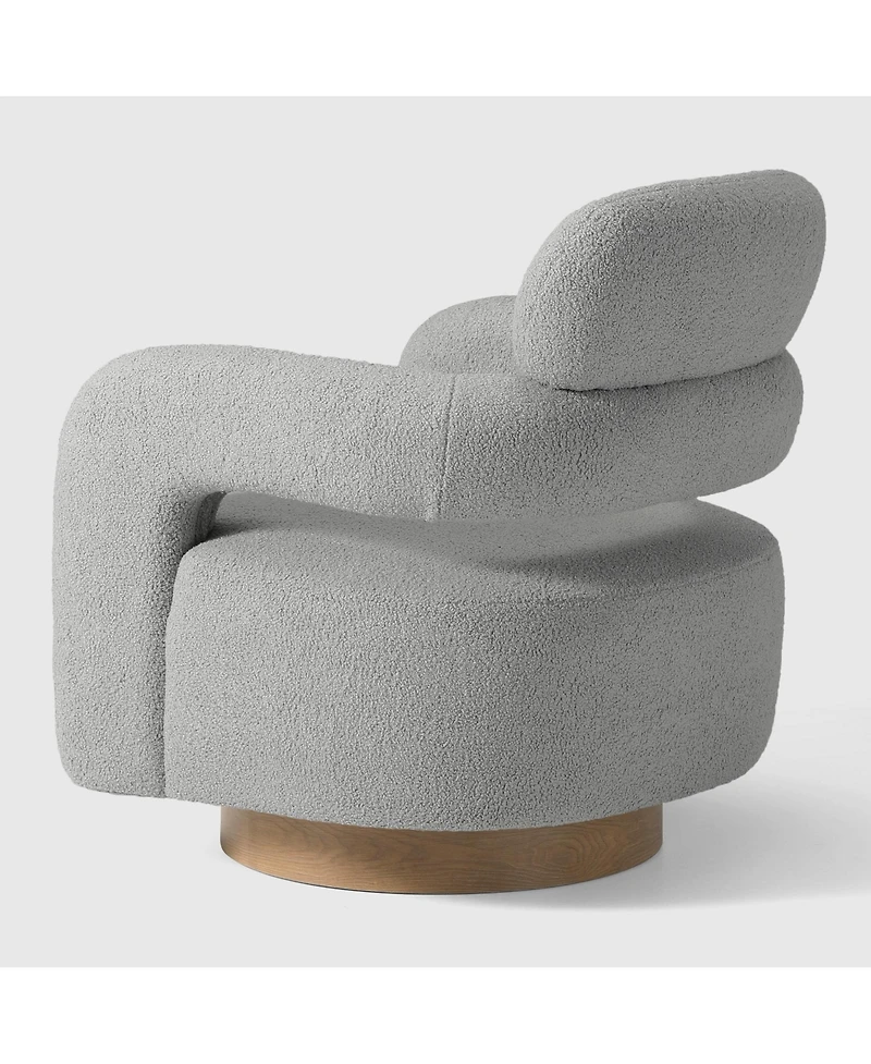 WestinTrends Mid-Century Modern Faux Sherpa Swivel Barrel Accent Chair