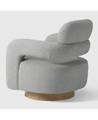 WestinTrends Mid-Century Modern Faux Sherpa Swivel Barrel Accent Chair