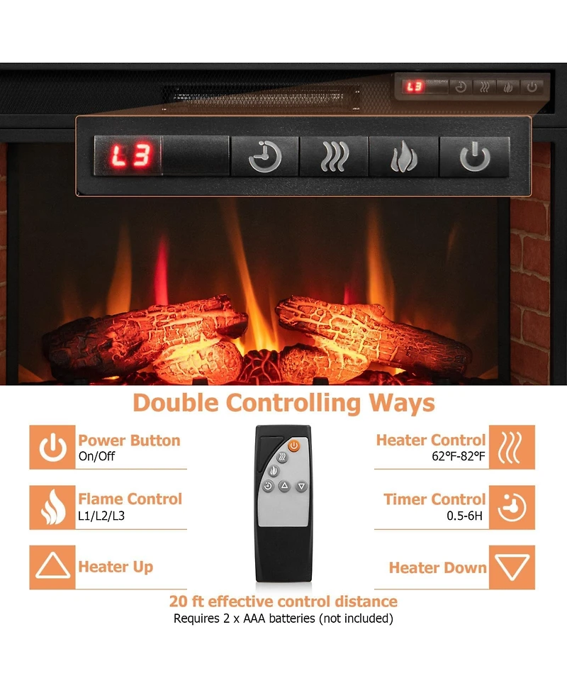 Sugift 26 Inch Infrared Electric Fireplace Insert with Remote Control