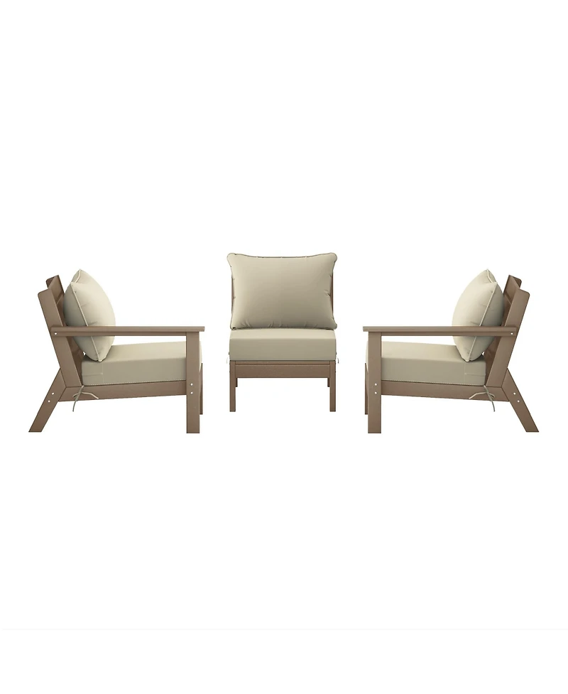 WestinTrends Outdoor Patio Hdpe Weathered Wood Sectional Sofa with Cushions
