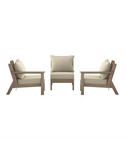 WestinTrends Outdoor Patio Hdpe Weathered Wood Sectional Sofa with Cushions