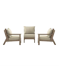 WestinTrends Outdoor Patio Hdpe Weathered Wood Sectional Sofa with Cushions