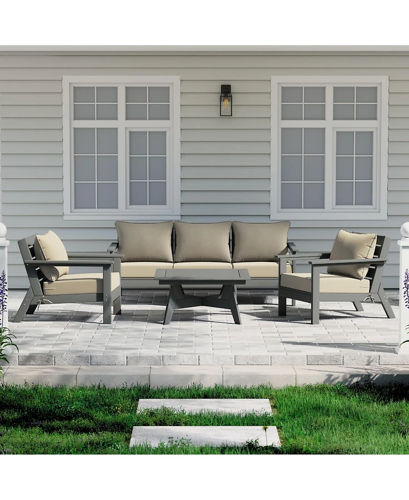 WestinTrends Outdoor -Piece Gray Modular Sectional Patio Furniture Sofa Set