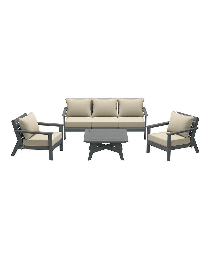 WestinTrends Outdoor -Piece Gray Modular Sectional Patio Furniture Sofa Set