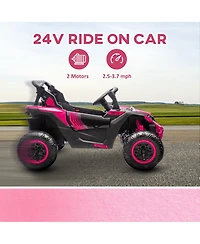 Qaba 24V 7AH Ride on Car, 2 Seater 4 Mph Ride on Utv w/ Music,