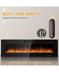 Sugift 60 Inch Ultra Thin Electric Fireplace with 2 Heat Settings