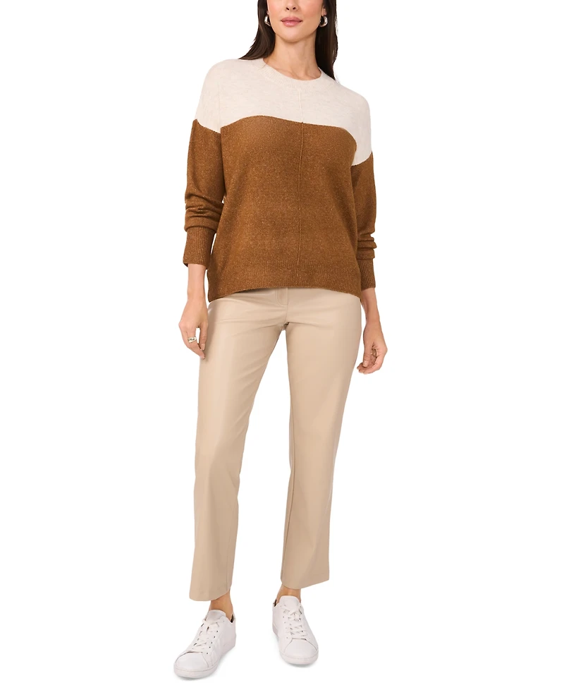 Vince Camuto Women's Cozy Extended Shoulder Color Blocked Sweater