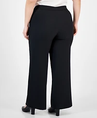 Tahari Asl Plus Mid-Rise Wide-Leg Pants