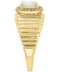Effy Opal (1/2 ct. t.w.) & Diamond (1/20 ct. t.w.) Halo Ridge Ring in 14k Gold