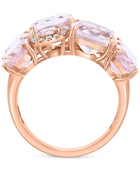 Effy Rose Quartz (10 ct. t.w.) & Diamond (1/6 ct. t.w.) Cushion Cluster Ring in 14k Rose Gold