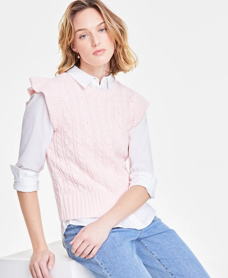 On 34th Women's Cable-Knit Flutter-Sleeve Sweater, Exclusively at Macy's