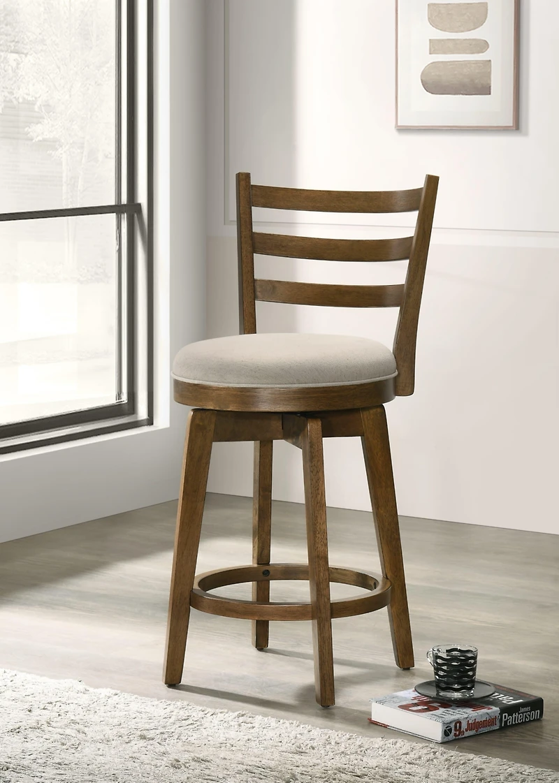 20.5" Walnut Back Counter Stool,Swivel Bar Chair with Upholstered Seat (1PK)-The Pop Home