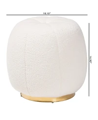 Baxton Studio Raelynn Modern and Contemporary Ivory Boucle Upholstered and Gold Metal Ottoman