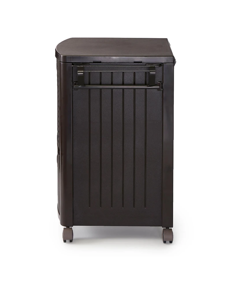 Suncast DCCW3000D 77 Quart Resin Wicker Patio Cooler with Cabinet & Wire Basket
