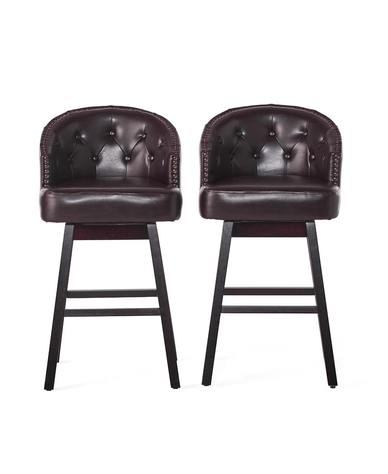 Set of 2 Swivel Barstools with Nailhead Trim,30.25” Seat Height for Kitchen and Home Bar-The Pop Home