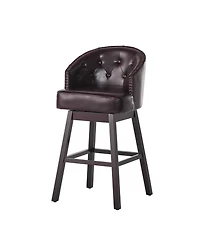 Set of 2 Swivel Barstools with Nailhead Trim,30.25” Seat Height for Kitchen and Home Bar-The Pop Home