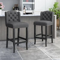 31" Tufted Wingback Bar Stools,Set of 2,for Kitchen Island or Bar-The Pop Home